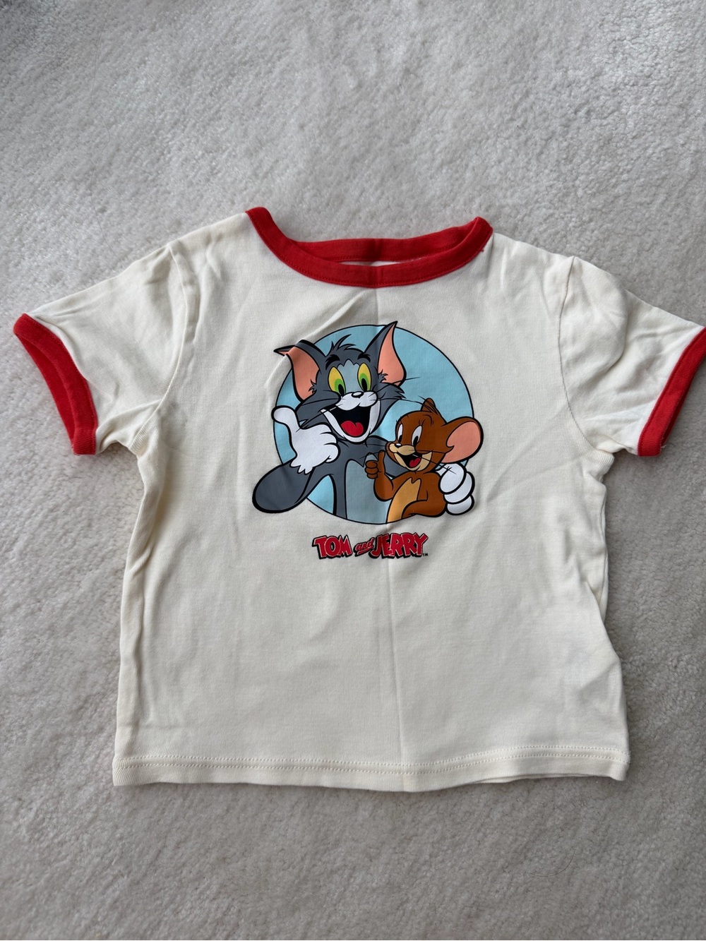 H&M Vintage Style Tom & Jerry Kids Cream Tee with Red Trim
